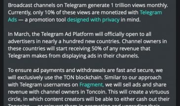 В Telegram появится официальная монетизация каналов