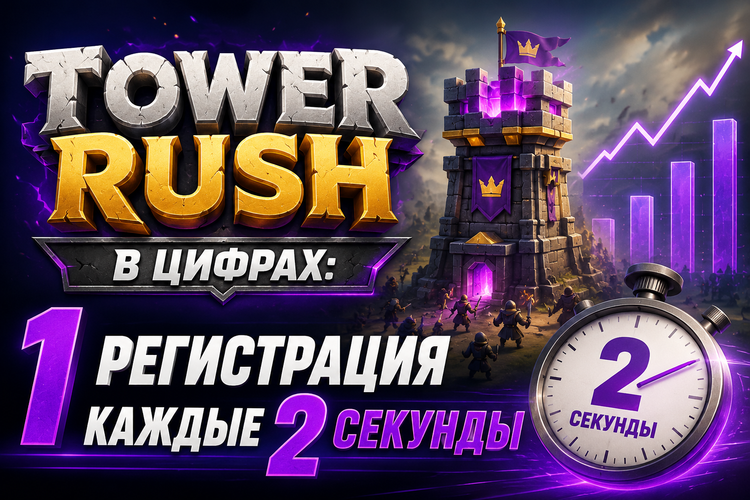 TOWER RUSH В ЦИФРАХ: 1 РЕГИСТРАЦИЯ КАЖДЫЕ 2 СЕКУНДЫ